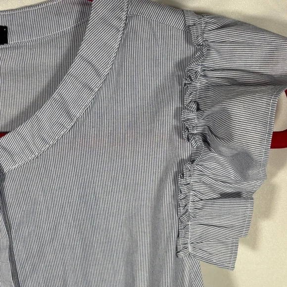 Gibon Women's Blue Ruffle Sleeve Dress SZ L - Picture 3 of 9